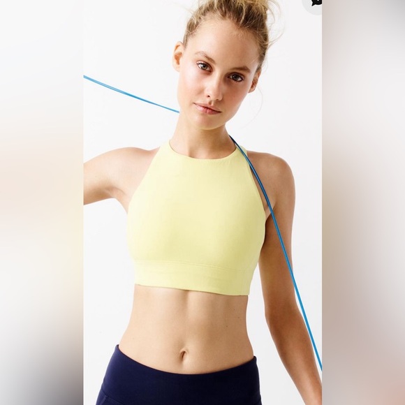 J.crew & New Balance Colab Workout Sports Bra Crop Top Yellow Size Small - Picture 2 of 9
